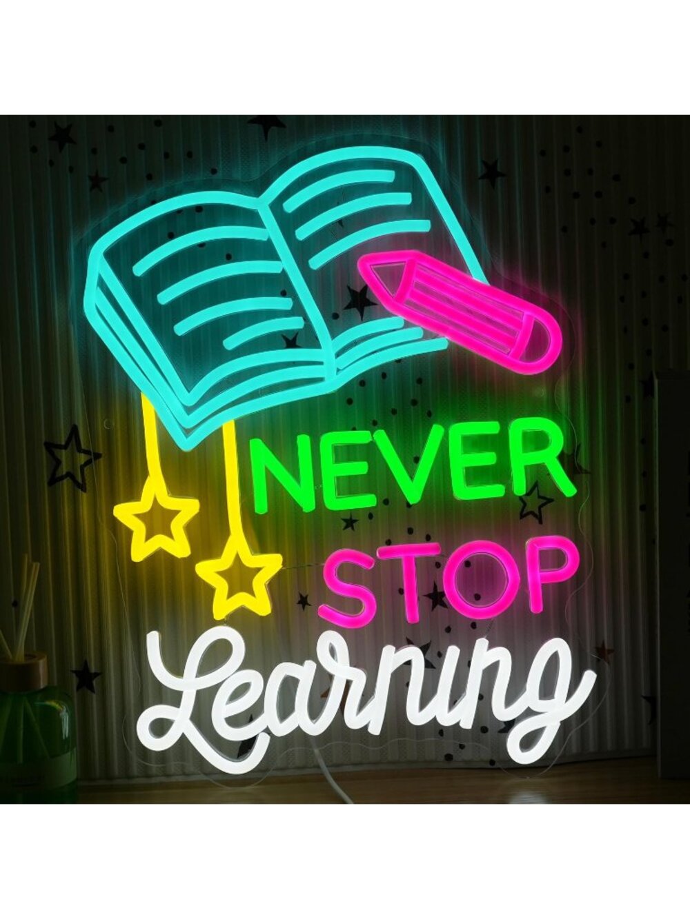 Never Stop Learning Neon Sign Multicolor Dimmable Led Never Stop Learning Neon